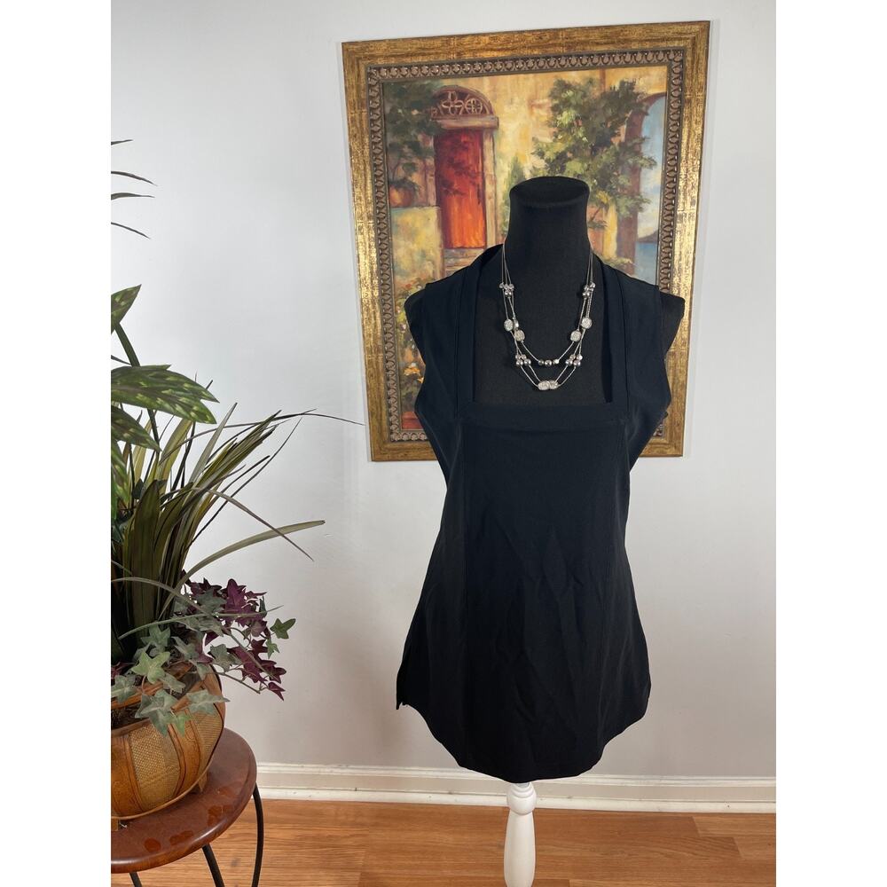 Boston‎ Proper Tunic Dress Women's Medium Black Square Neck Fairycore Whimsigoth
